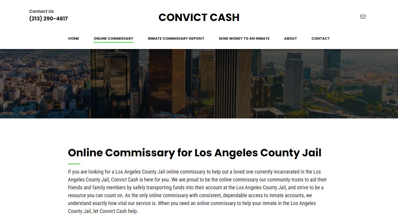Online Commissary in Los Angeles County Jail | Convict Cash